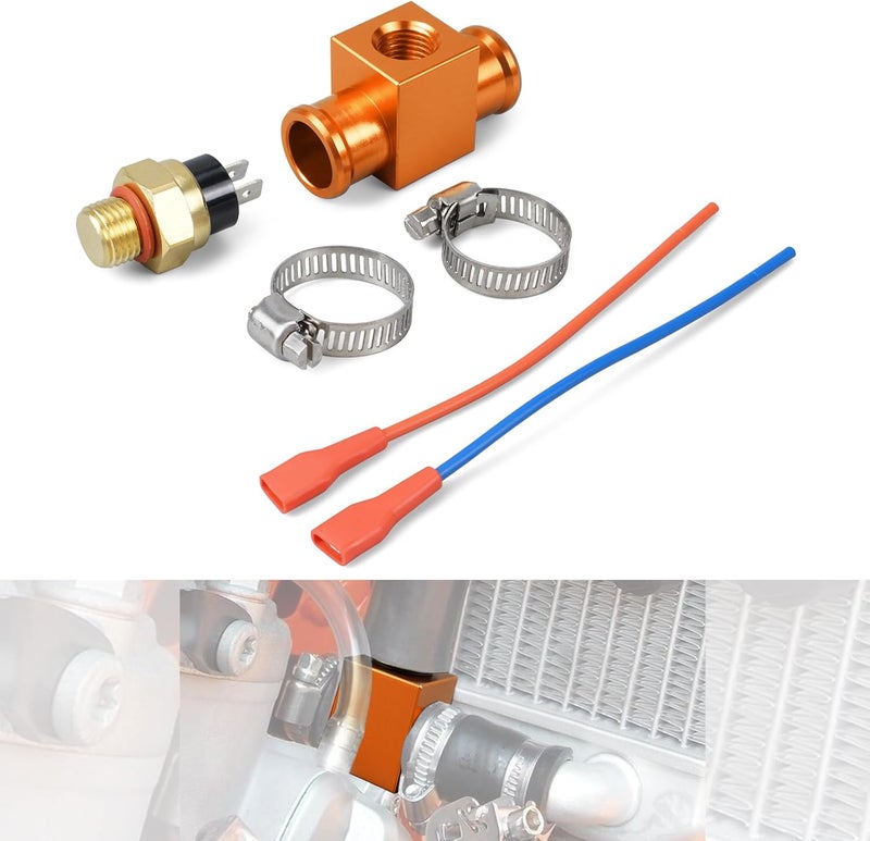 NICECNC Orange M14x1,5 Temperature Switch Radiator Fan Compatible with KTM 125-530 EXC EXCF XC XCF XCW SX SXF Compatible with GASGAS 125-300CC EC 2T/4T XC See Fitment - Image 1